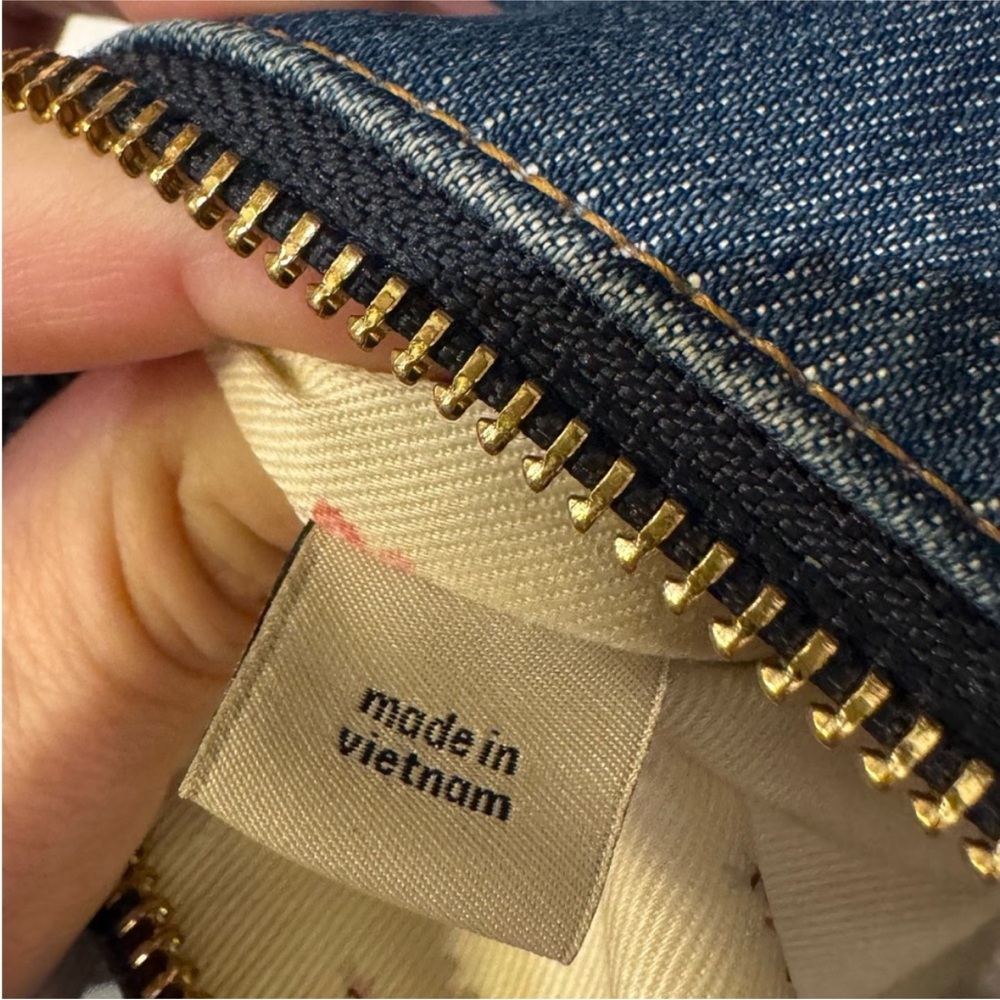 Coach Blue Denim Tote with Navy Leather Trim and Gold Hardware - Picture 16 of 16